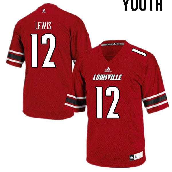 Youth #12 T.J. Lewis Louisville Cardinals College Football Jerseys Sale-Red - Click Image to Close